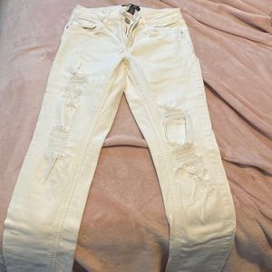 White ripped jeans